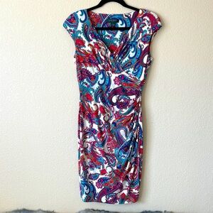 Lauren Ralph Lauren Paisley Sleeveless Dress 4 Bright Wrap Dress Preppy Cocktail